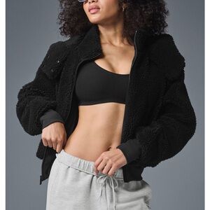 AloYoga Foxy Sherpa Jacket Black S NWT